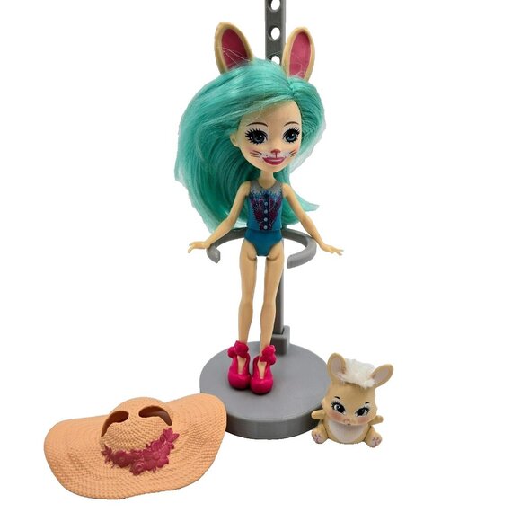 Doll Enchantimals Fluffy Bunny And Mop Figure Pet Mattel Brown Teal Hair Garden - Picture 1 of 9